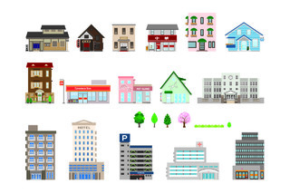 建筑建筑城市生活大厦都市高层公寓矢量图标